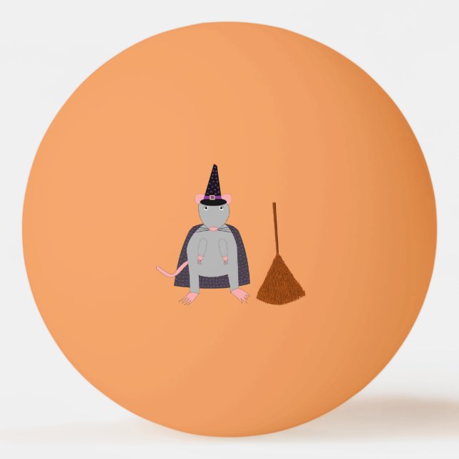 Halloween Witch Rat and Broom Ping Pong Ball (Front)