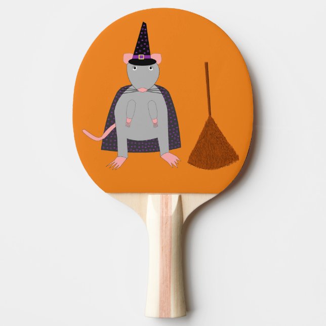 Halloween Witch Rat and Broom Ping Pong Paddle (Front)