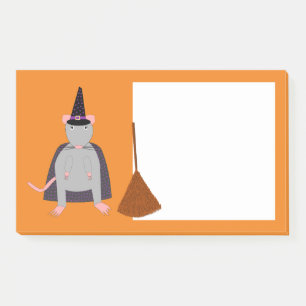 Halloween Witch Rat and Broom Post-it Notes