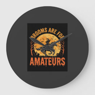 Halloween Witch Rider Horse Brooms Are For Amateur Large Clock
