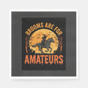 Halloween Witch Rider Horse Brooms Are For Amateur Napkin