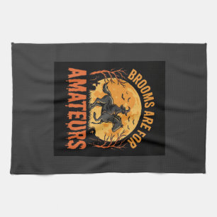 Halloween Witch Rider Horse Brooms Are For Amateur Tea Towel