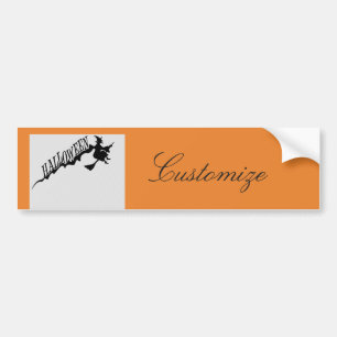 Halloween Witch Riding Broom Thunder_Cove Bumper Sticker