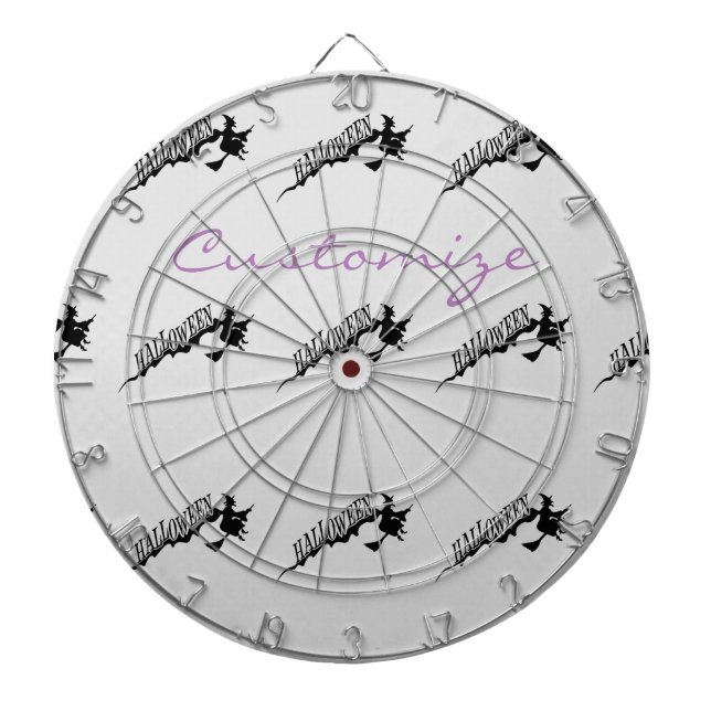 Halloween Witch Riding Broom Thunder_Cove Dartboard (Front)