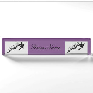 Halloween Witch Riding Broom Thunder_Cove Nameplate