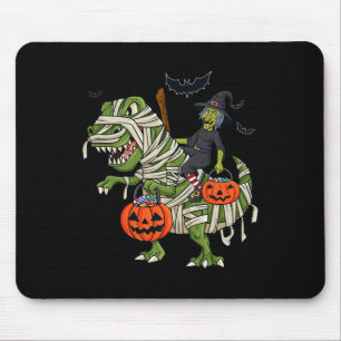 Halloween Witch Riding T Rex Fun Boys Girls Kids Mouse Mat