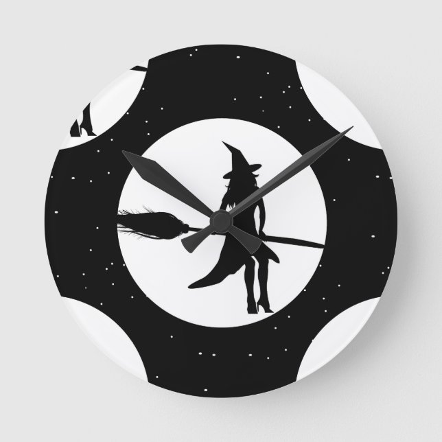 halloween witch round clock (Front)