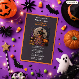 Halloween Witch’s Brew Pumpkin Cake Birthday Party Invitation