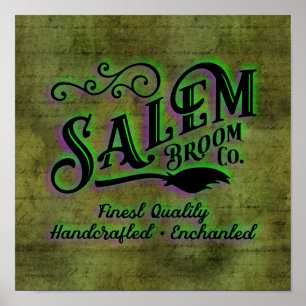 Halloween Witch Salem Broom Company Sign