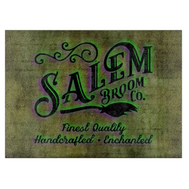 Halloween Witch Salem Broom Company Sign Cutting Board (Front)