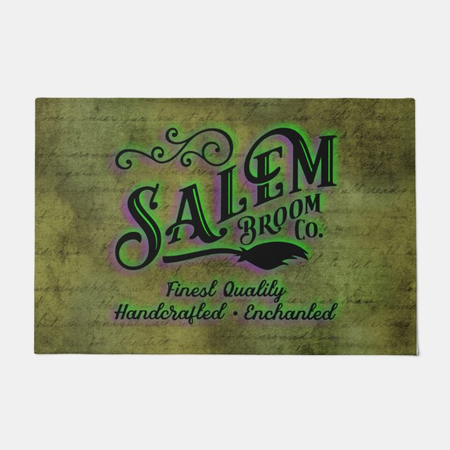 Halloween Witch Salem Broom Company Sign Doormat (Front)