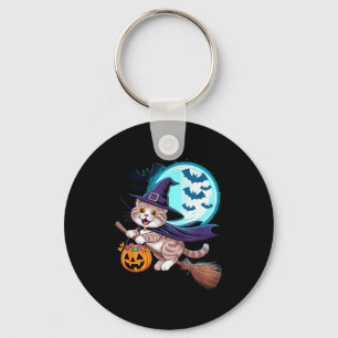Halloween Witch Scottish Fold Moon Coupari  Key Ring