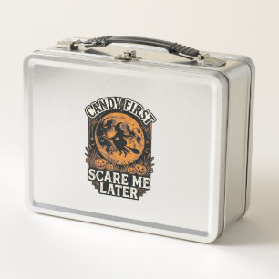 Halloween Witch Shirt Candy Scary Vintage Engravin Metal Lunch Box