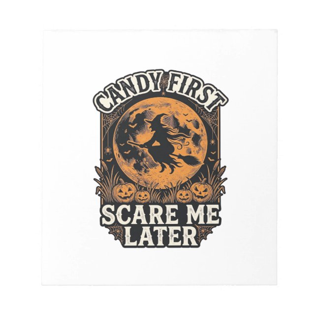 Halloween Witch Shirt Candy Scary Vintage Engravin Notepad (Front)