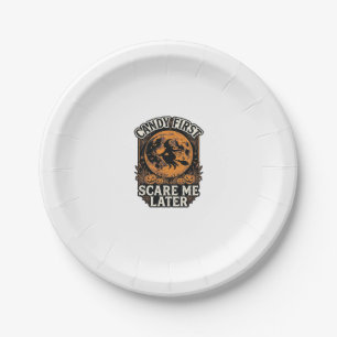 Halloween Witch Shirt Candy Scary Vintage Engravin Paper Plate