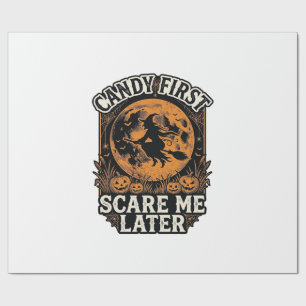 Halloween Witch Shirt Candy Scary Vintage Engravin Wrapping Paper