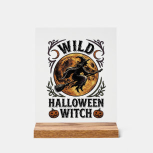 Halloween Witch Shirt Vintage Broom Moon Graphic_1 Acrylic Sign