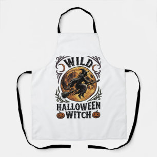 Halloween Witch Shirt Vintage Broom Moon Graphic_1 Apron