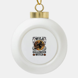 Halloween Witch Shirt Vintage Broom Moon Graphic_1 Ceramic Ball Christmas Ornament
