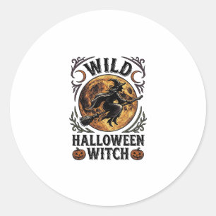 Halloween Witch Shirt Vintage Broom Moon Graphic_1 Classic Round Sticker