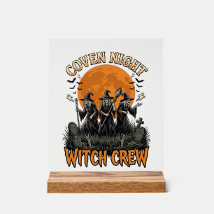 Halloween Witch Shirt Vintage Engraved Coven Night Acrylic Sign