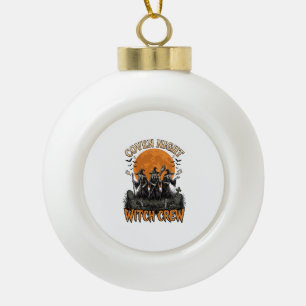 Halloween Witch Shirt Vintage Engraved Coven Night Ceramic Ball Christmas Ornament