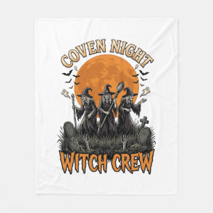 Halloween Witch Shirt Vintage Engraved Coven Night Fleece Blanket