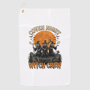 Halloween Witch Shirt Vintage Engraved Coven Night Golf Towel
