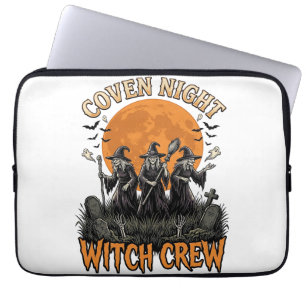 Halloween Witch Shirt Vintage Engraved Coven Night Laptop Sleeve