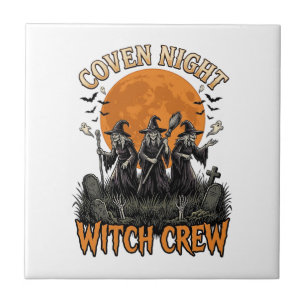 Halloween Witch Shirt Vintage Engraved Coven Night Tile