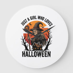 Halloween Witch Shirt Vintage Engraving Costume Ar Large Clock