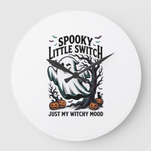 Halloween Witch Shirt Vintage Ghost Humour Design_ Large Clock