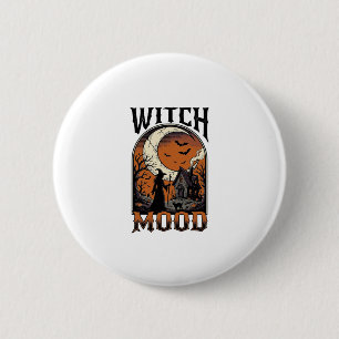 Halloween Witch Shirt Vintage Haunted Moon Design_ 6 Cm Round Badge