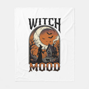 Halloween Witch Shirt Vintage Haunted Moon Design_ Fleece Blanket