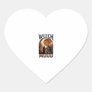 Halloween Witch Shirt Vintage Haunted Moon Design_ Heart Sticker