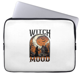 Halloween Witch Shirt Vintage Haunted Moon Design_ Laptop Sleeve