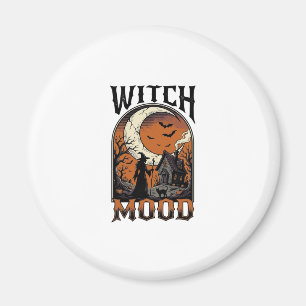 Halloween Witch Shirt Vintage Haunted Moon Design_ Magnet