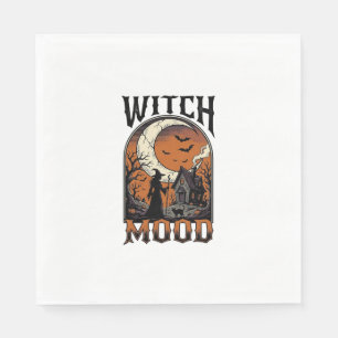 Halloween Witch Shirt Vintage Haunted Moon Design_ Napkin