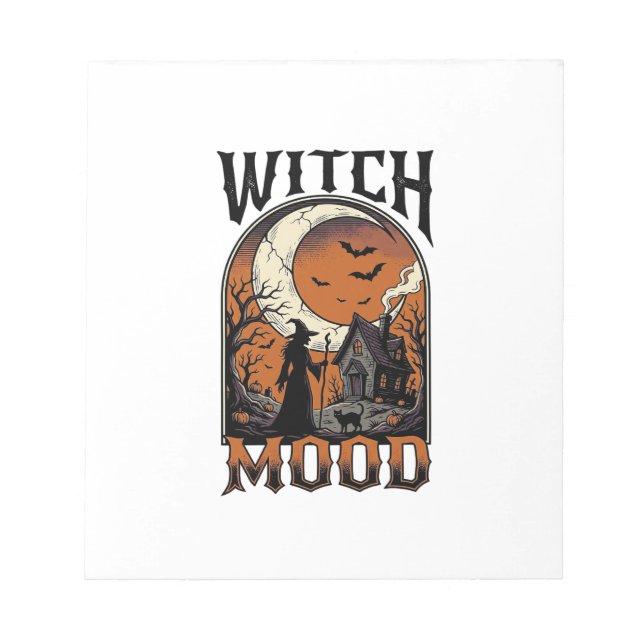 Halloween Witch Shirt Vintage Haunted Moon Design_ Notepad (Front)