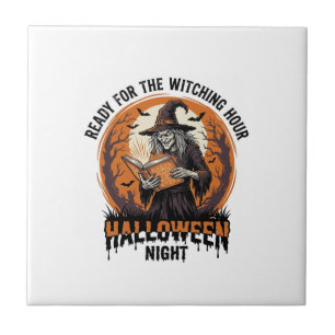 Halloween Witch Shirt Vintage Spellbook Reading De Tile