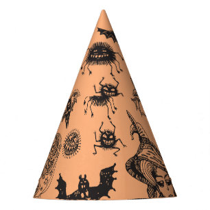 Halloween Witch Silhouette: Cartoon Pattern. Party Hat