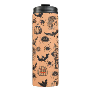 Halloween Witch Silhouette: Cartoon Pattern. Thermal Tumbler