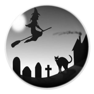 HALLOWEEN WITCH SILHOUETTE CERAMIC KNOB