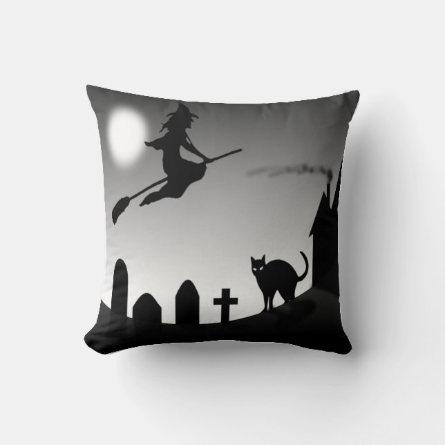 HALLOWEEN WITCH SILHOUETTE CUSHION (Front)