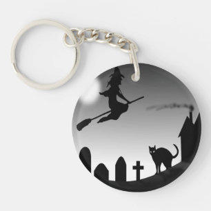 HALLOWEEN WITCH SILHOUETTE KEY RING