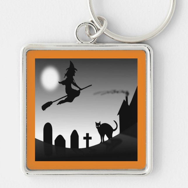 HALLOWEEN WITCH SILHOUETTE KEYCHAIN (Front)