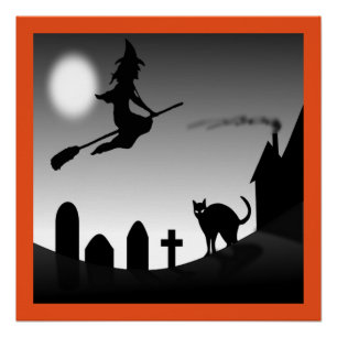 HALLOWEEN WITCH SILHOUETTE POSTER