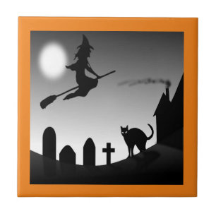 HALLOWEEN WITCH SILHOUETTE TILE