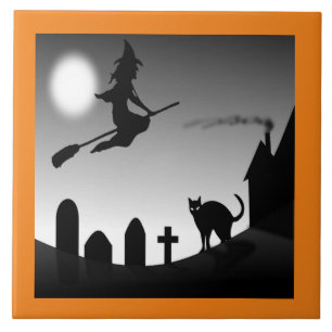 HALLOWEEN WITCH SILHOUETTE TILE