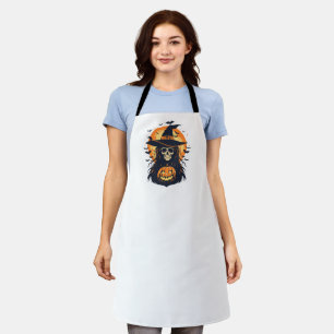 Halloween Witch Skull with Jack O Lantern Pumpkin Apron